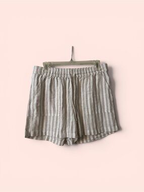 J. Crew Beige and White Striped Linen-Blend Women's Shorts